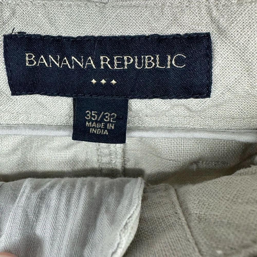 Banana Republic Pants Tan Linen Blend Zipper Drawstring Chino Mens 35x32 (35x31)